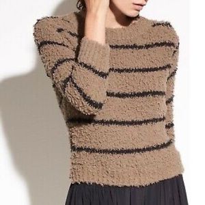 Vince Brown and Black Striped Crew Neck Sweater